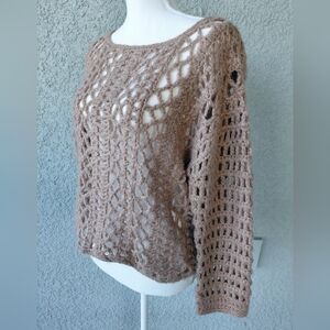 Olivaceous Open-Knit Sweater - Tan